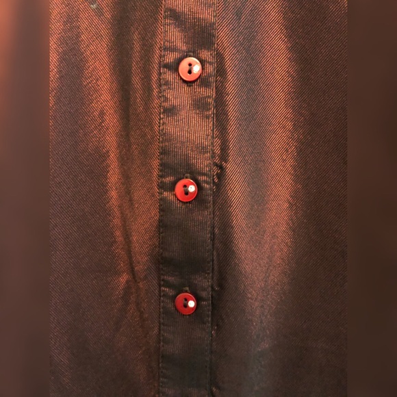 ✨CLARET RED LONG SLEEVES BLING WOMEN SHIRT - Picture 3 of 6